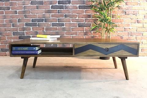 Mid Century Modern Rustic Solid Mango Wood Coffee Table Inside Rustic Walnut Wood Coffee Tables (View 13 of 15)