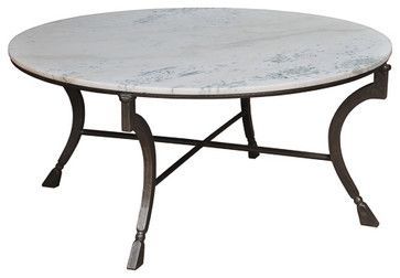 Mid Century Style Hoofed Marble Round Coffee Table Pertaining To Marble And White Coffee Tables (View 8 of 15)