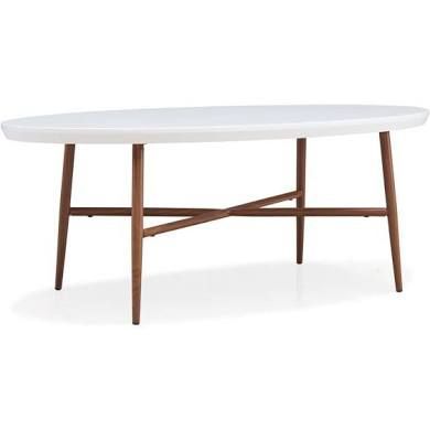 Millie White Oval Cocktail Table With Brown Metal Legs With Regard To Brown Cocktail Tables (View 15 of 15)