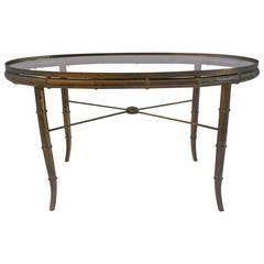 Milo Baughman Brass Tripod Center Table With Glass Top For With Regard To Antique Brass Round Cocktail Tables (View 6 of 15)