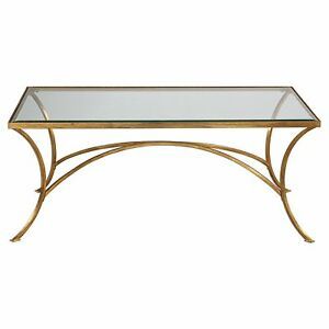 Minimalist Gold Arch Coffee Table | Metal Glass Top In Glass And Stainless Steel Cocktail Tables (View 13 of 15)
