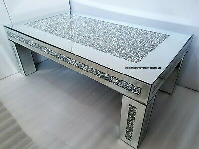 Mirrored Coffee Table Sparkly Silver Diamond Crush Crystal Throughout Silver Stainless Steel Coffee Tables (View 4 of 15)