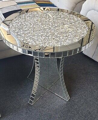 Mirrored End Table Square Sparkly Silver Diamond Crush Inside Square Modern Accent Tables (View 13 of 15)