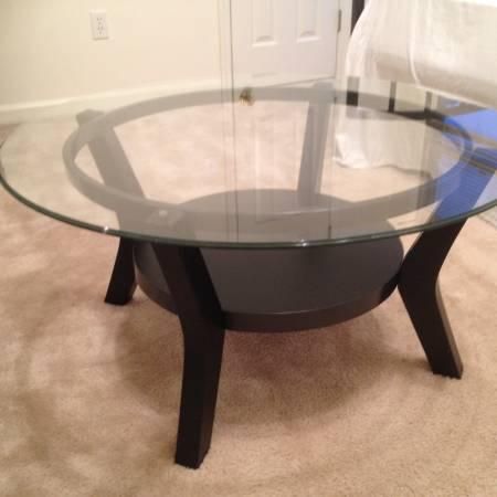 Modern Black Coffee Table And Round Glass Coffee Table With Espresso Wood And Glass Top Coffee Tables (View 12 of 15)