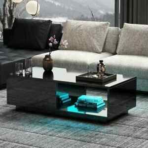 Modern Black Coffee Table High Gloss 1 Drawer Storage With Regarding Black Wood Storage Coffee Tables (View 13 of 15)