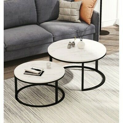 Modern Coffee Table ,Nesting Table ,Round Table ,Marble With Regard To Gray Wood Black Steel Coffee Tables (View 11 of 15)