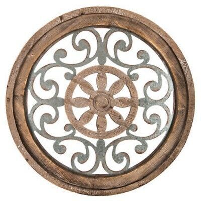Modern Elegant Brown Medallion Wood Metal Round Wall Art With Landscape Wood Wall Art (View 2 of 15)