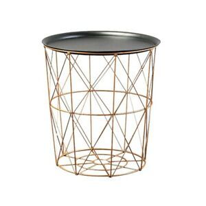 Modern Gold Round Wire Metal Storage Basket Side Table In Metallic Gold Modern Cocktail Tables (View 13 of 15)