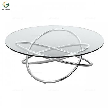 Modern Home Goods Sphere Glass Top Stainless Steel Round In Glass And Stainless Steel Cocktail Tables (View 7 of 15)