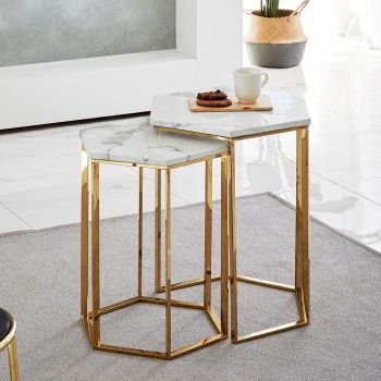 Modern Living Room Furniture Gold Stainless Steel Legs For Antique Gold Nesting Coffee Tables (View 5 of 15)