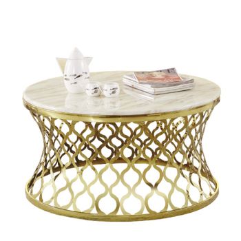 Modern Round Marble Top Stainless Steel Gold Coffee Table Intended For White Marble Gold Metal Coffee Tables (View 7 of 15)