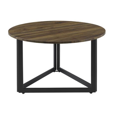 Modern Triangle Base Round Coffee Table – Dark Walnut Inside Triangular Coffee Tables (View 10 of 15)