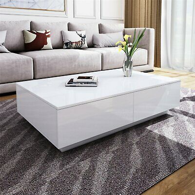 Modern White High Gloss Rectangle Coffee Tea Table Solid Inside White Triangular Coffee Tables (View 9 of 15)