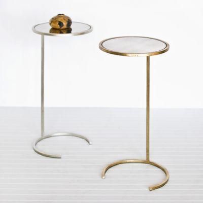 Monaco Round Cigar Table Metal Side Table Silver Leaf Gold Inside Antique Silver Metal Coffee Tables (View 1 of 15)