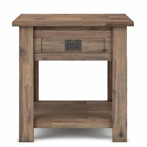 Monroe Solid Acacia Wood 22 In Wide Square End Table | Ebay In Square Modern Accent Tables (View 11 of 15)