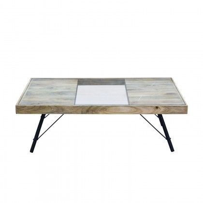 Mosaic Coffee Table Glass Top/Iron & Mango Wood/Natural In Natural Mango Wood Coffee Tables (View 15 of 15)