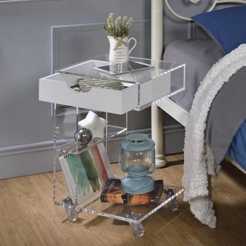 Movable Modern Bed Side Table Clear Acrylic Small End Within Acrylic Modern Coffee Tables (View 12 of 15)