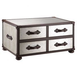 Nailhead Accented Trunk Table With Aluminum Metal Facings With Regard To Walnut Wood Storage Trunk Cocktail Tables (View 8 of 15)