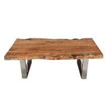 Natural Edge Acacia Wood & Steel 55" Long Coffee Table Within Natural Wood Coffee Tables (View 14 of 15)