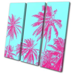 Neon Bright Modern Pink Palm Trees Floral Treble Canvas Inside Palm Leaves Wall Art (View 14 of 15)