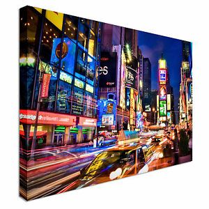 New York Busy City Night Canvas Wall Art Picture Print | Ebay Pertaining To Night Wall Art (View 9 of 15)