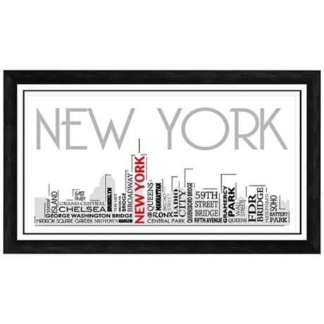 New York City Skyline 28 1/2" Wide Framed Wall Art – # For New York City Framed Art Prints (View 15 of 15)