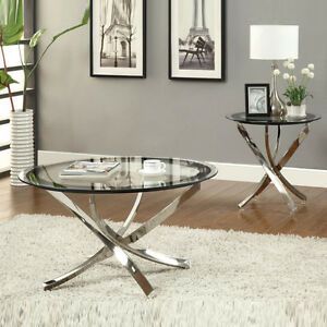Nickel Round Tempered Glass Top Chrome Legs Cocktail In Polished Chrome Round Cocktail Tables (View 14 of 15)