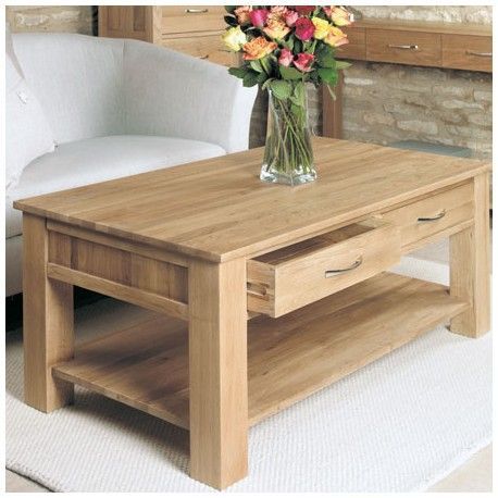 Oak 4 Drawer Coffee Table Made Of Solid Oak Wood (View 5 of 15)