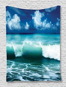 Ocean Tapestry Caribbean Seascape Waves Print Wall Hanging In Wave Wall Art (View 15 of 15)