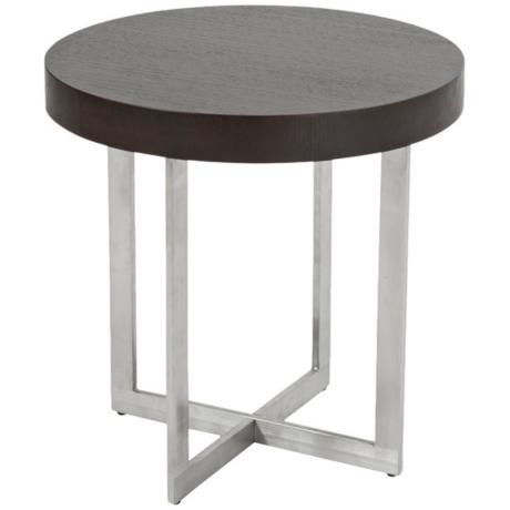 Oliver Wenge Modern Round Side Table – #5K101 | Lamps Plus Pertaining To Smoke Gray Wood Square Coffee Tables (View 8 of 15)