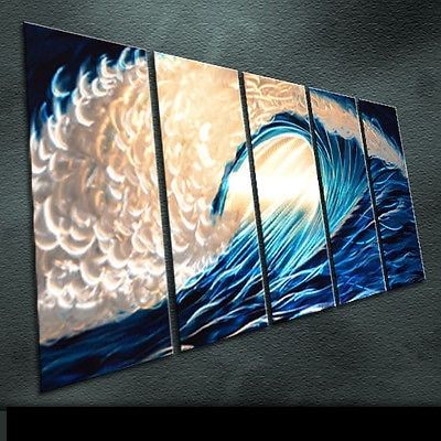 Original Art Abstract Blue Wave /Tempestuous Waves Special Inside Wave Wall Art (View 3 of 15)