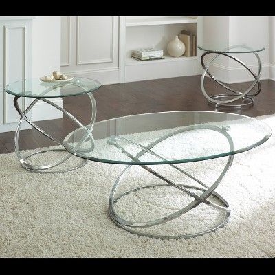 Orion Occasional 3Pk Chrome And Glass – Steve Silver In Silver Coffee Tables (View 10 of 15)