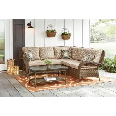 Outdoor Sectionals – Outdoor Lounge Furniture – The Home Depot Throughout Black And Tan Rattan Coffee Tables (View 11 of 15)