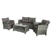 Outsunny 4 Piece Outdoor Patio Rattan Furniture Set With 2 Regarding Black And Tan Rattan Coffee Tables (View 5 of 15)
