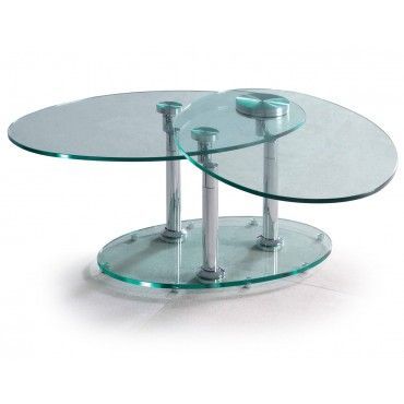 Oval Swivel Clear Glass And Chrome Coffee Table Orbital Inside Glass And Gold Oval Coffee Tables (View 13 of 15)