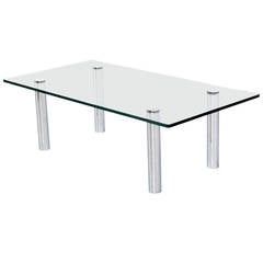 Pace Collection Round Glass And Chrome Modern Coffee Table Regarding Chrome And Glass Rectangular Coffee Tables (View 13 of 15)