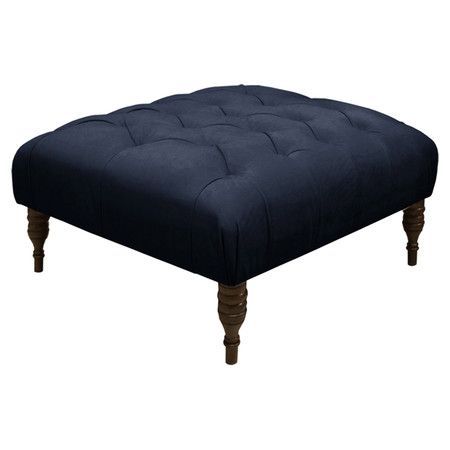 Pamplona Tufted Cocktail Ottoman In Navy | Square Ottoman Inside Tufted Ottoman Cocktail Tables (View 13 of 15)