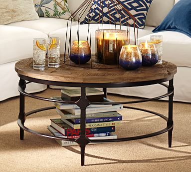 Parquet Reclaimed Wood Round Coffee Table | Pottery Barn Within Wood Coffee Tables (View 11 of 15)