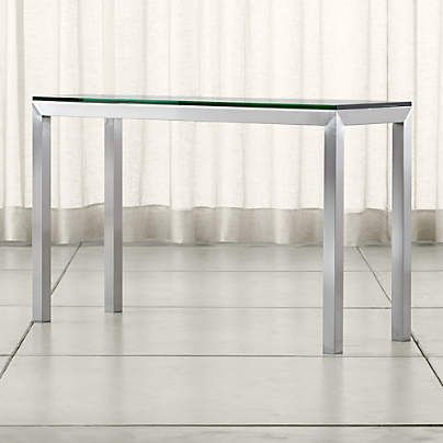 Parsons Clear Glass Top/ Dark Steel Base 48X28 Small Intended For Yellow And Black Coffee Tables (View 4 of 15)