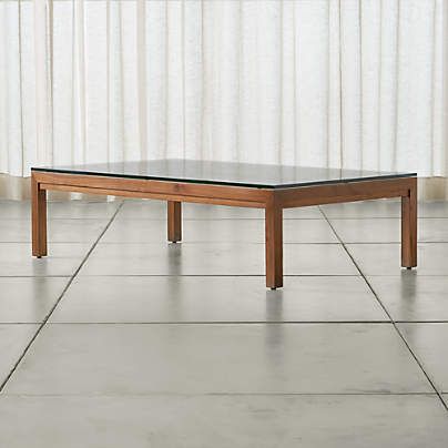 Parsons Clear Glass Top/ Dark Steel Base 48X28 Small Within Rectangular Glass Top Coffee Tables (View 11 of 15)