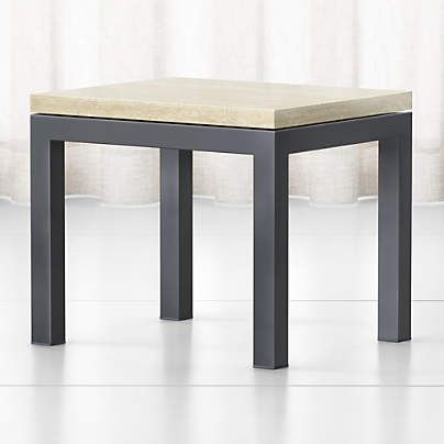 Parsons Travertine Top/ Dark Steel Base 48X28 Small For Yellow And Black Coffee Tables (View 12 of 15)