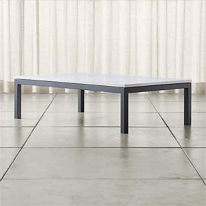 Parsons White Marble Top/ Dark Steel Base 48X16 Console In Yellow And Black Coffee Tables (View 10 of 15)