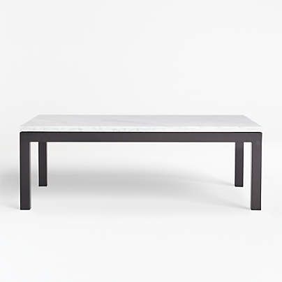 Parsons White Marble Top/ Dark Steel Base 48X16 Console Regarding Yellow And Black Coffee Tables (View 15 of 15)