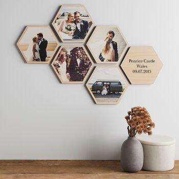 Personalised Photo Wooden Hexagon Wall Art Setcreate For Hexagons Wall Art (View 3 of 15)