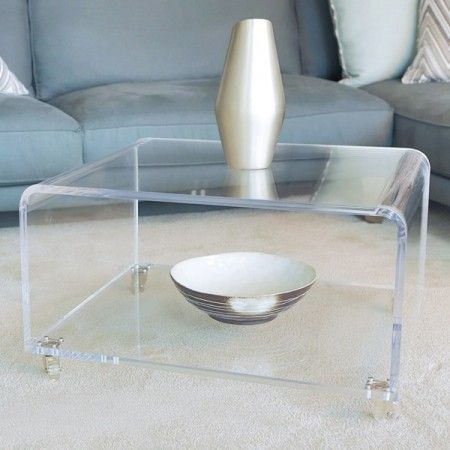 Perspex Clear Acrylic Coffee Table With Wheels – Buy Pertaining To Silver And Acrylic Coffee Tables (View 10 of 15)