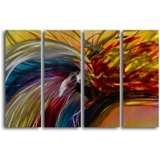 'Phoenix And The Rainbow' Handcrafted 4 Piece Metal Wall With Regard To Rainbow Wall Art (View 15 of 15)