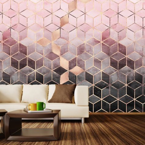 Pink Gray Gradient Cubes Wall Mural In 2019 | Wall Murals Inside Gradient Wall Art (View 9 of 15)