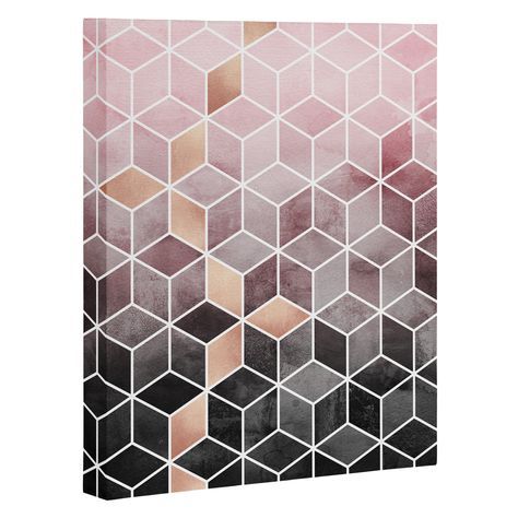 Pink Grey Gradient Cubes Art Canvas Elisabeth Fredriksson In Gradient Wall Art (View 1 of 15)