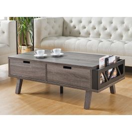 Raeburn Rustic Grey Finish Coffee Table With Rustic Bronze Patina Coffee Tables (View 1 of 15)