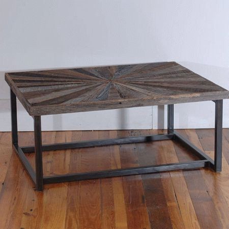 Reclaimed Flag Cocktail Table – Iron Accents Regarding Smoked Barnwood Cocktail Tables (View 6 of 15)